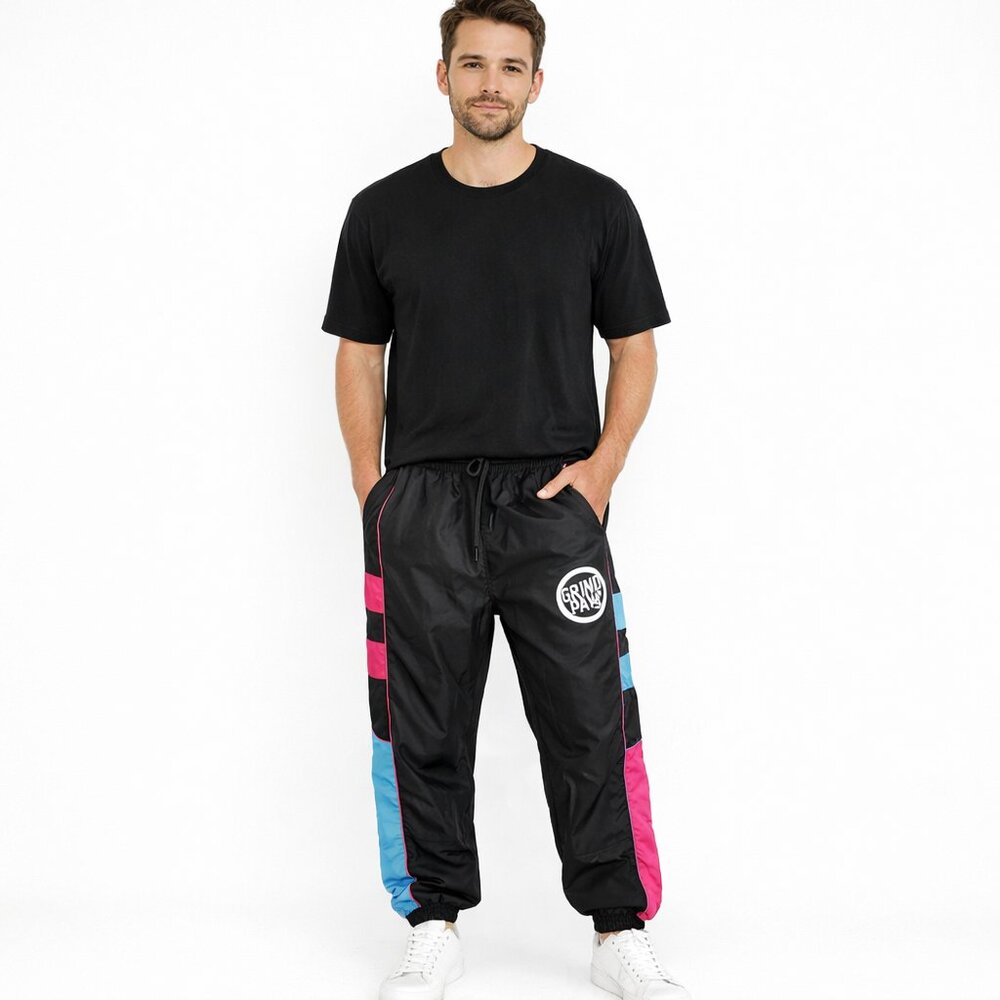 Grind Pay$ Black Parachute Jogger RARE Fall Gift School Travel Winter 80s 90s